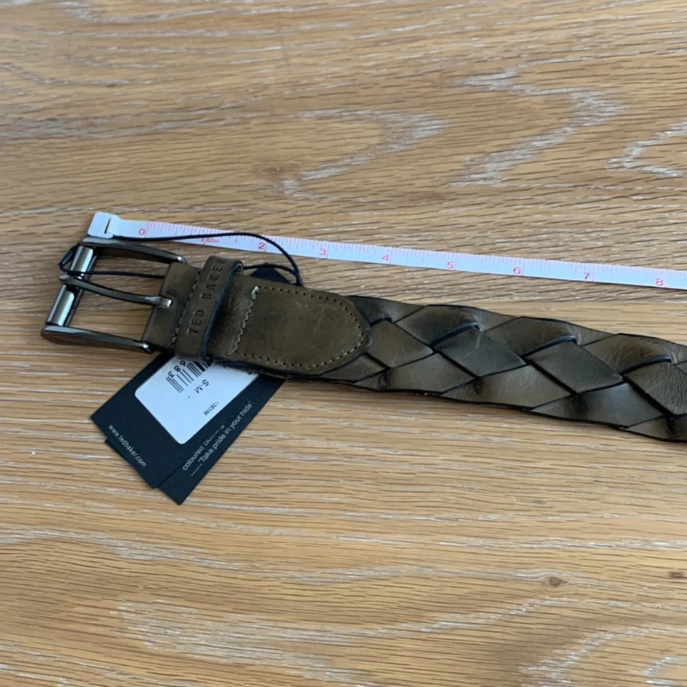 Ted Baker flat weave leather belt small medium dark green